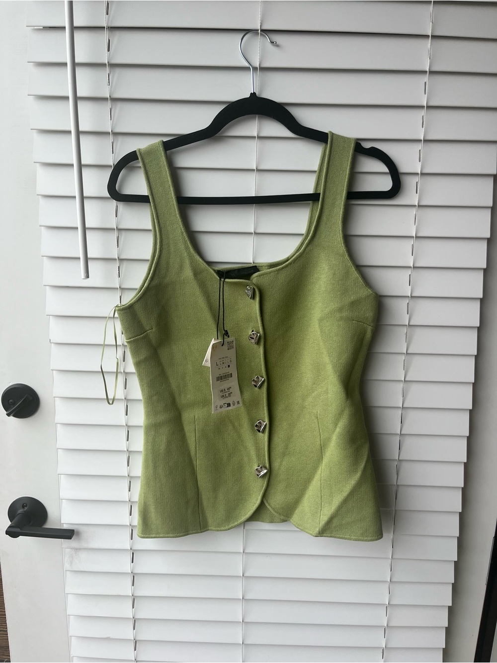 Zara Light Green Button Vest Top